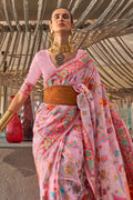 Flamingo Pink Digital Print Saree