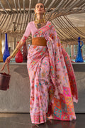 Flamingo Pink Digital Print Saree