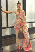 Buttermilk Beige Digital Print Saree