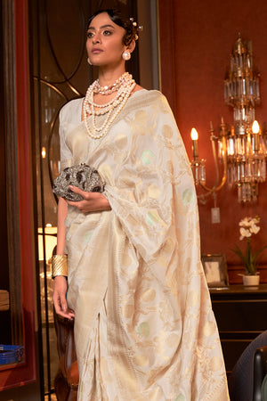 Buttermilk Beige Kanjivaram Saree