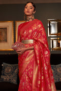 Rose Red Kanjivaram Saree