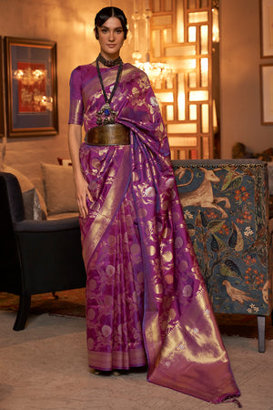 Byzantine Violet Kanjivaram Saree