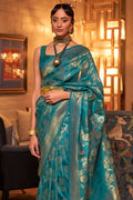 Teal Blue Kanjivaram Saree