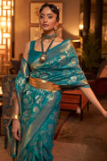 Teal Blue Kanjivaram Saree