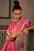 Beige And Pink Kanjivaram Saree