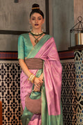 Lilac And Green Kanjivaram Saree