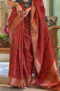 Brick Red Organza Saree