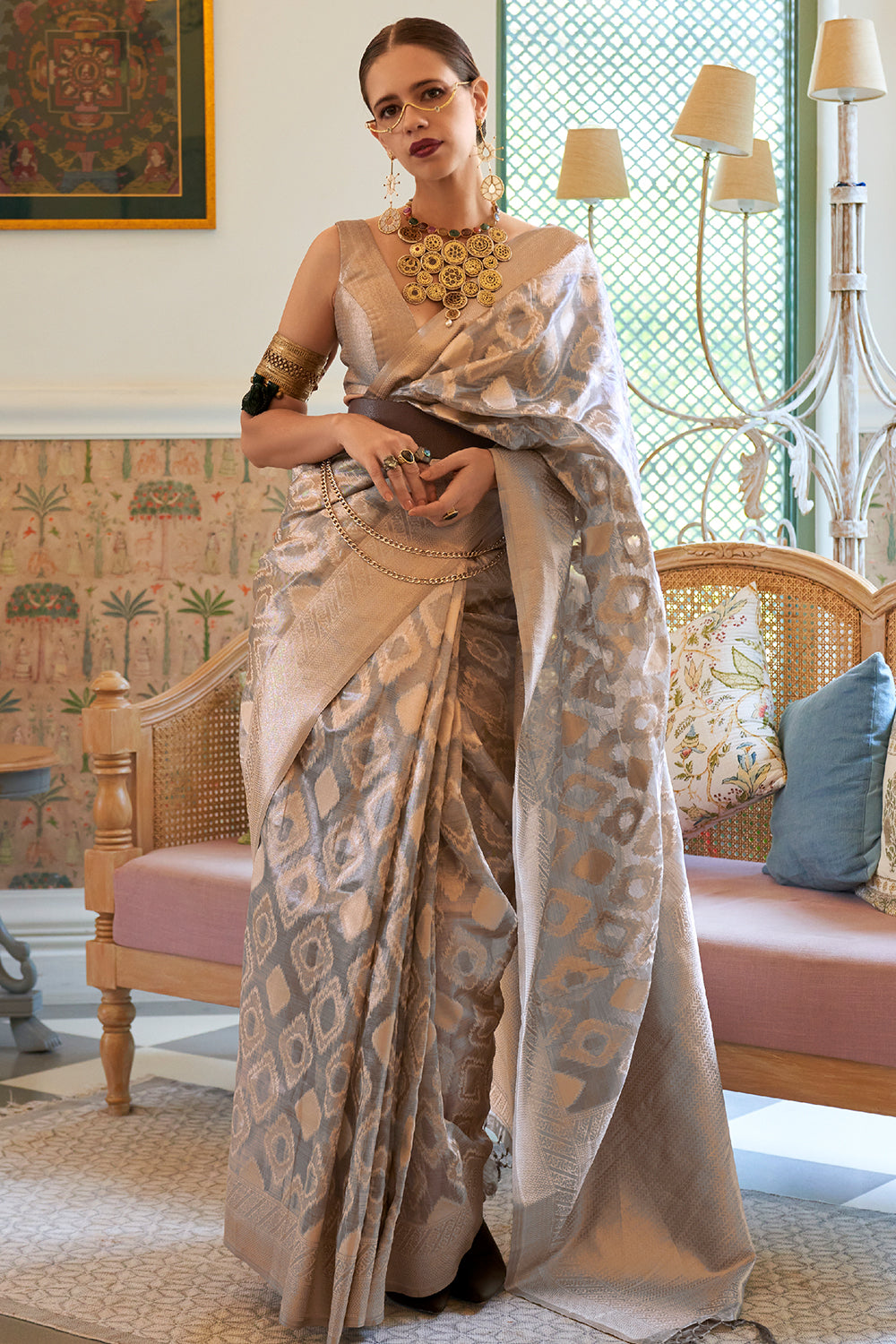 New Latest Trending Bollywood Silver Grey Saree Exclusive - Etsy Finland