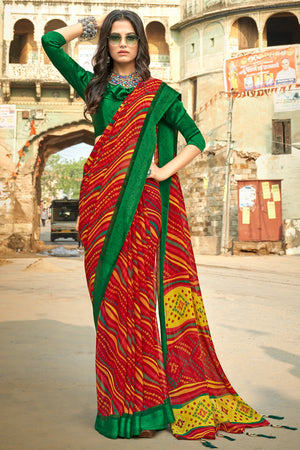 Multicolour Leheriya Saree