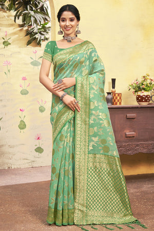 Pistachio Green Cotton Saree