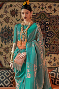 Ocean Green Kanjivaram Silk saree