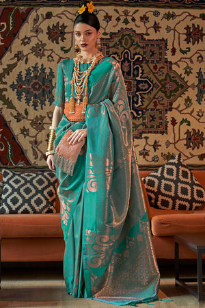 Ocean Green Kanjivaram Silk saree