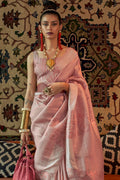 Crepe Pink Kanjivaram Saree