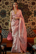 Crepe Pink Kanjivaram Saree