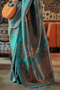 Teal Green Kanjivaram Silk saree