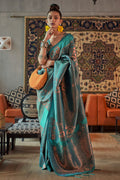 Teal Green Kanjivaram Silk saree