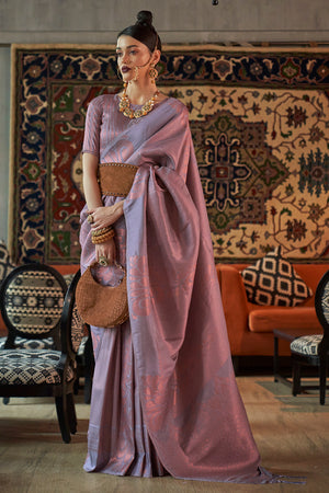Lilac Violet Kanjivaram saree