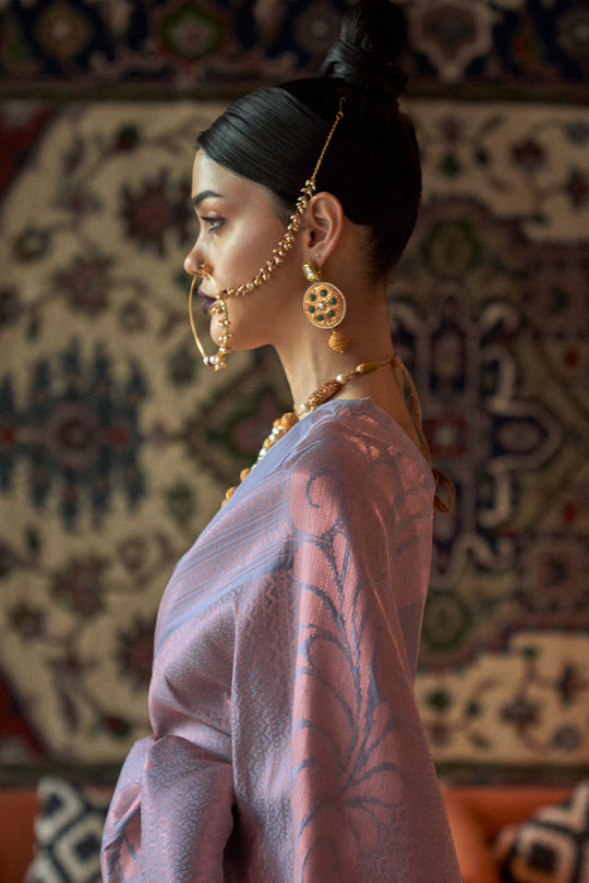 Lilac Violet Kanjivaram saree