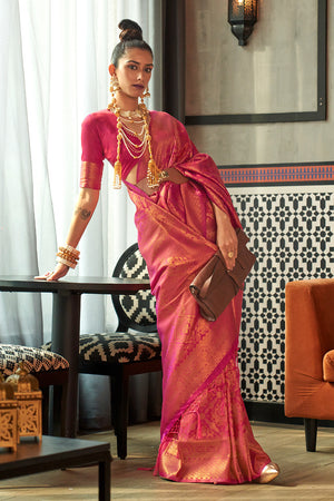 Hot Pink Kanjivaram Saree