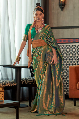 Forest Green Kanjivaram Saree