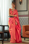 International Orange Kanjivaram Saree