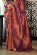 Brick Red Kanjivaram Saree