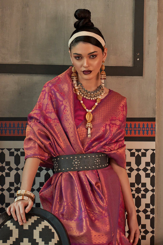 Brick Red Kanjivaram Saree