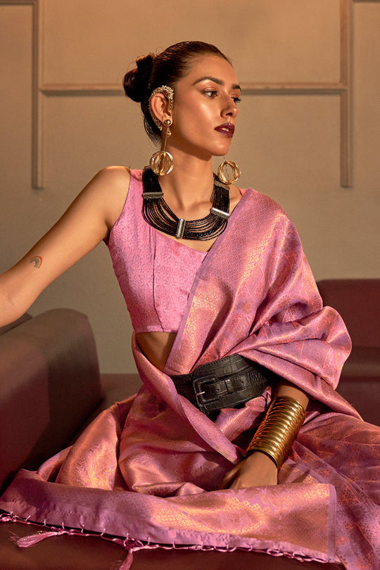 Plum Pink Kanjivaram saree