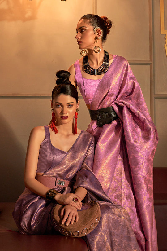 Plum Pink Kanjivaram saree