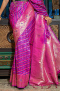 Magenta Pink Satin Saree