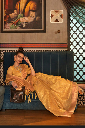 Golden Yellow Kanjivaram saree