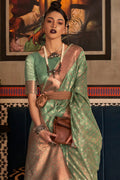 Green And Golden Kanjivaram saree