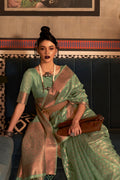 Green And Golden Kanjivaram saree
