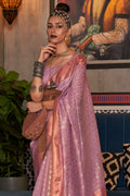 Lilac And Golden Kanjivaram saree