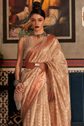 Beige And Golden Kanjivaram saree