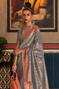 Grey And Golden Kanjivaram saree