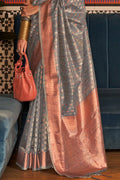 Grey And Golden Kanjivaram saree