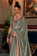 Green And Golden Kanjivaram saree