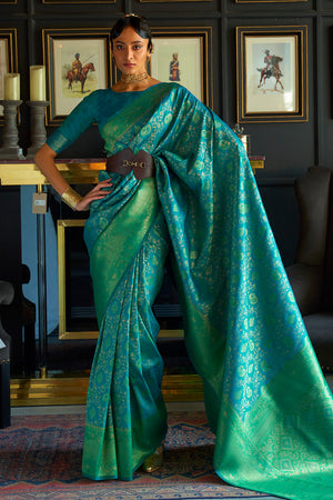 Pine Green Kanjivaram Saree