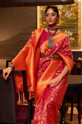 Red And Orange Kanjivaram Saree