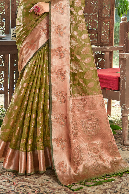 Heena Green Organza Saree