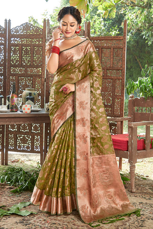 Heena Green Organza Saree