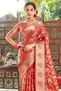 Brick Red Organza Saree