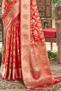 Brick Red Organza Saree