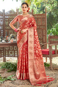 Brick Red Organza Saree
