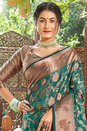 Seafoam Green Organza Saree