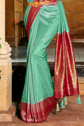 Green And Red Kanjivaram Saree