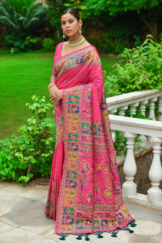 Taffy Pink Banarasi saree