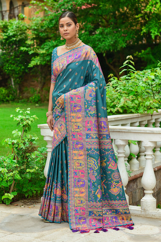 Rama Green Banarasi saree