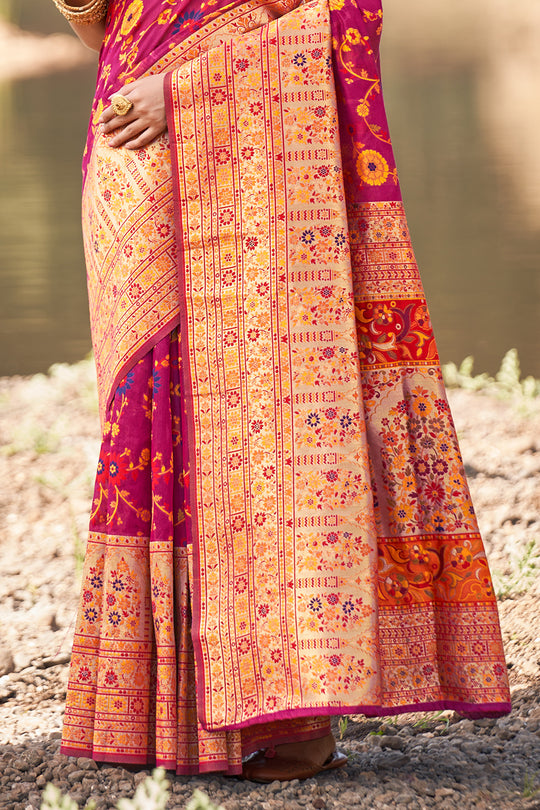 Magenta Pink Kalamkari Saree